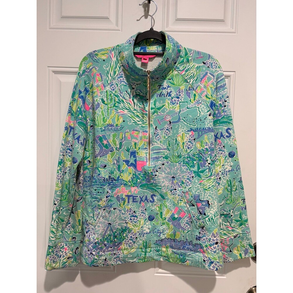 Lilly Pulitzer Texas Print 1/4 Zip Athletic Sweatshirt